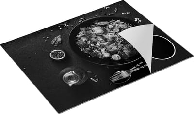 Chefcare Inductie Beschermer Salade Bord met Groentes - Zwart Wit - 77x59 cm - Afdekplaat Inductie - Kookplaat Beschermer - Inductie Mat