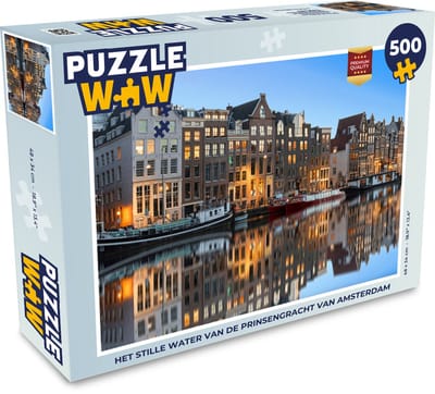 Puzzel Het stille water van de Prinsengracht van Amsterdam - Legpuzzel - Puzzel 500 stukjes