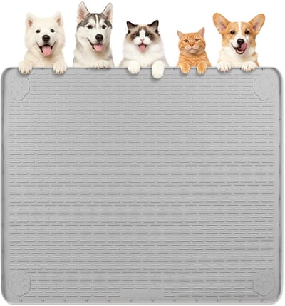extra grote 40 x 40 inch siliconen voermat voor huisdieren met verhoogde rand huisdier placemat voor kleine, middelgrote en grote huisdieren antislip, gemakkelijk schoon te