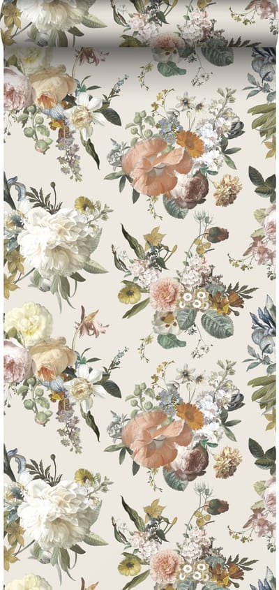 ESTAhome behang vintage bloemen beige - 53 cm x 10.05 m - 139544