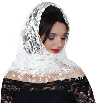 Dailygoods- Bruidsluier Kant - Hoofddoek - Sjaal - Hoofddeksel - 50 x 50 cm - Geschikt voor feesten