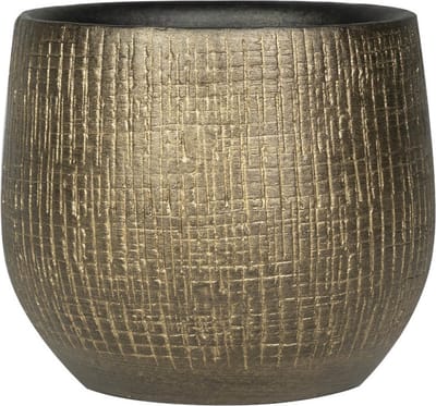 Plantenpot/bloempot in een strakke Modern design look - metal goud - Dia 18 cm en Hoogte 16 cm