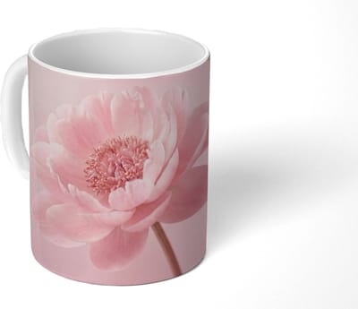 Mok - Koffiemok - Bloem - Pioenroos - Roze - Mokken - 350 ML - Beker - Koffiemokken - Theemok