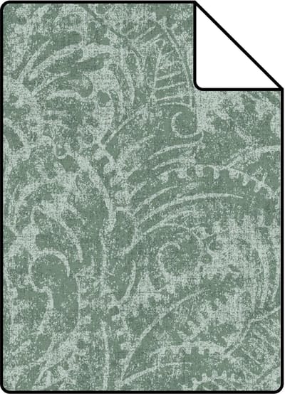 Proefstaal ESTAhome behang ornamenten blauwgroen - 26.5 x 21 cm - 131614-S