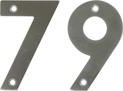 AMIG Huisnummer 79 - massief Inox RVS - 10cm - incl. bijpassende schroeven - zilver