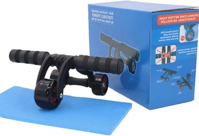 Buikspiertrainer 3 wielen - Buikroller fitness - Kracht opbouwen - Antislip handgrepen - Niet gespecificeerd - Zwart