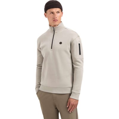 No Excess Sweater Half Zip Brushed Clay Size: S | Sweaters Outlet | Heren | Beige