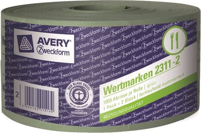 2x rol waardezegel 57x30mm groen 2000 afscheurbare