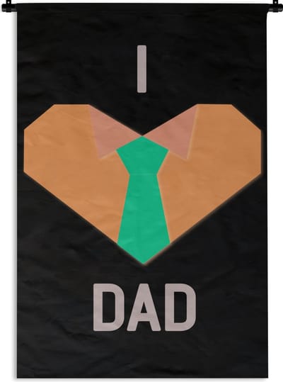 Wandkleed Vaderdag - Vaderdag cadeaus / leuk vaderdaggeschenk voor hem met tekst - I love dad Wandkleed katoen 90x135 cm - Wandtapijt met foto