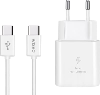 WiseQ Oplader voor Samsung 25W - USB C Snellader met 1.2 meter kabel - Wit
