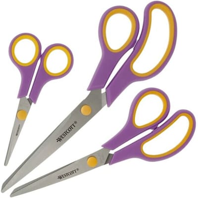 Westcott scharenset - Easy grip - 3delig 14/20/24 - RVS - cassis/meloengeel - AC-E90029