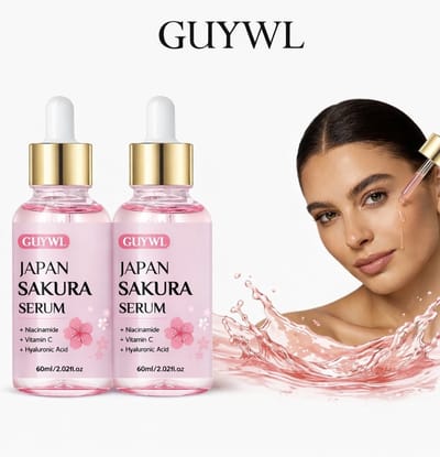 GUYWL 2pcs Japanese Sakura Gezichtsserum – Hydraterend Serum met Vitamine C, Niacinamide & Hyaluronzuur – Glow & Egaliserende Huidverzorging