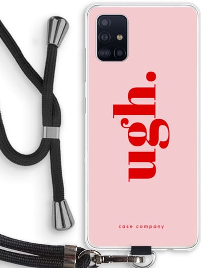 Case Company® - Hoesje met koord geschikt voor Samsung Galaxy A51 4G hoesje met Koord - Ugh - Telefoonhoesje met Zwart Koord - Bescherming aan alle Kanten en Over de Schermrand