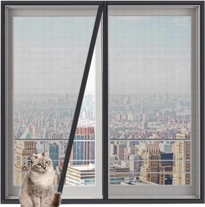 Raamnet met rits - Kattenbeveiliging - Veiligheid voor katten - Op maat gemaakt - 150 x 150 cm - Zwart