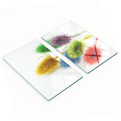 Set van gehard glazen snijplanken met distelprint, 2x30x52 cm