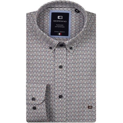 Giordano Overhemd Brando Soft Twill Hexagon Fantasy Groen-Multi / male