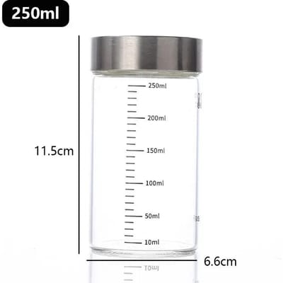 100-500ml Glazen Fles met Maatverdeling Hoge Borosilicaat Hittebestendig Glas Afsluitbare Pot Keuken Kruiden Specerijen Bewaarfles Gadget