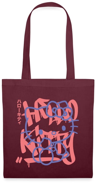 Hello Kitty Met Graffiti-Stijl Lettertype Tas Van Stof Schoudertas