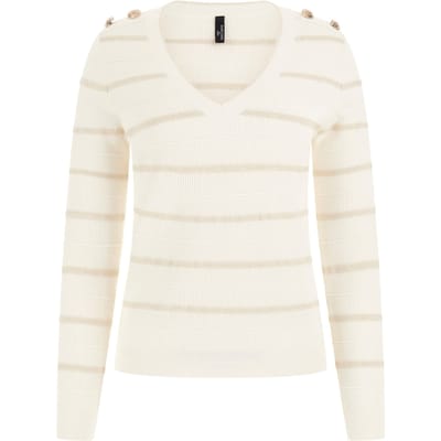 GUESS Ada V Neck Top Swtr Macadamia / White Go Taglia: XS | Maglioni a maglia Outlet | Donna | Bianco