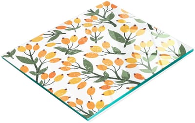Keukenplank van gehard glas met decoratieve duindoornafbeeldingen, 60x52 cm