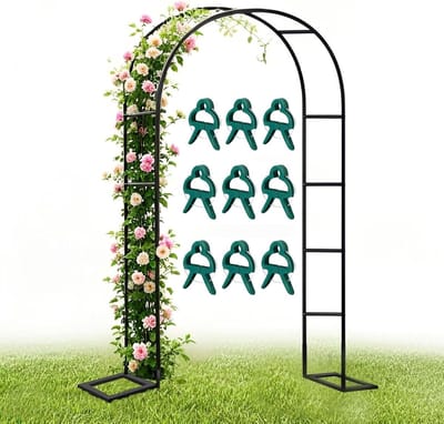 Tuinboog Metaal - Rozenprieel Frame - Klimplanten Ondersteunen - Weerbestendig Ontwerp - 350x250cm - Zwart