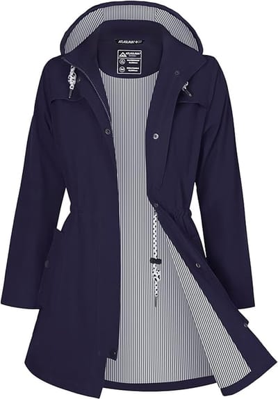 Daity Regenjas dames lang | waterdicht en ademend met capuchon voor buiten - Maat S