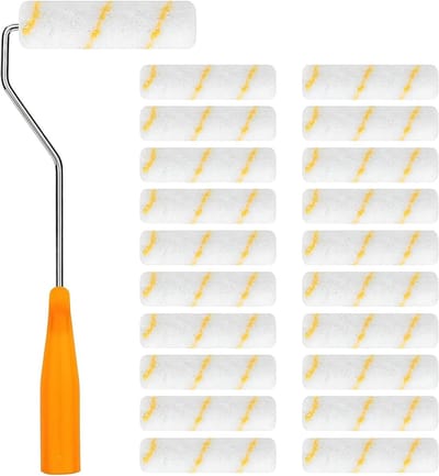 20 mini verfrollers met rubberen handvatten – ideaal voor wanddecoratie, schilderprojecten en verfbenodigdheden (10 cm)