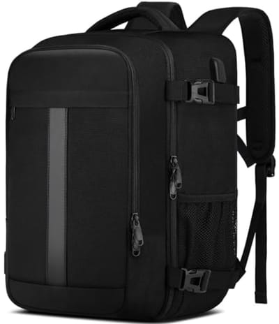 24L Kleine Reisrugzak 40x30x20 cm Handbagage voor Ryanair Wizzair - Laptoprugzak 14 inch met USB, Zwart
