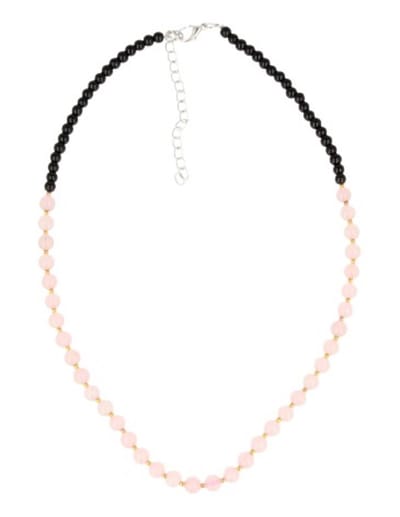 Edelsteen ketting Roze kwarts met zwart