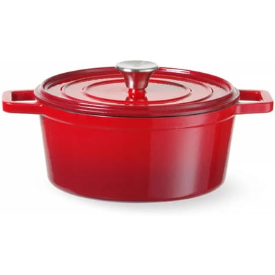 HENDI Braadpan – geëmailleerd gietijzer – 3,7L – rood – 317x240x105 mm