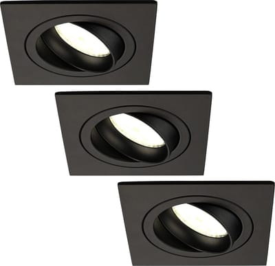 Ledvion - 3X LED Inbouwspot Sevilla - Dimbaar - 3W - 4000K - Ø92 mm - Zwart