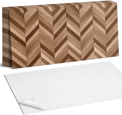 Coloray Plaktegels - Visgraat houtpatroon Zelfklevende Wandtegels - 40 cm x 20 cm - Bruin Plaktegels - 10 stuks - Rechthoek PVC Tegels - Plaktegels Badkamer - Vloertegels Zelfklevend - Vinyl Tegels - Portugese Tegels