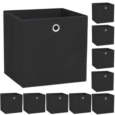 vidaXL - Opbergboxen - 10 - st - 32x32x32 - cm - nonwoven - stof - zwart