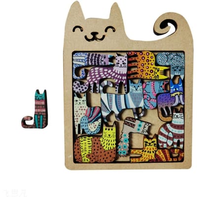 Houten katvormig puzzelspeelgoed kinderpuzzel vroege educatie denkvaardigheidstraining leuk en moeilijk kinderverjaardagscadeau black