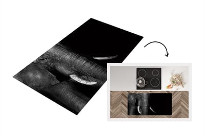 Keukenloper - Loper keuken - Olifant - Tanden - Zwart - Wit - 120x60 cm - Keukenloper vinyl