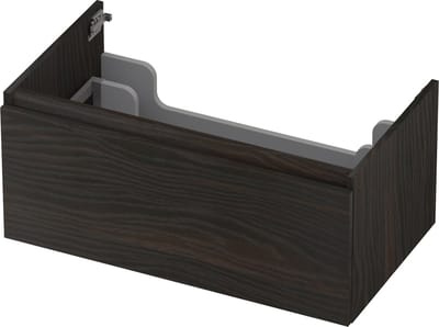 INK® wastafelonderkast 1 lade greeploos met houten keerlijst 80x45x35cm, zuiver eiken