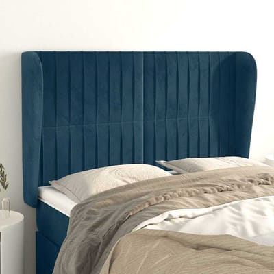 vidaXL - Hoofdbord - met - randen - 147x23x118/128 - cm - fluweel - donkerblauw