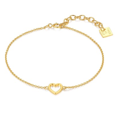 Twice As Nice Armband in 18kt verguld zilver, open hartje 16cm+3cm
