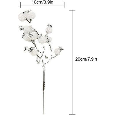 20CM 1PC Schuim Kunstmatige Witte Bessen Tak van Nepbessen Kerst Krans Decoratie Bruiloft Huisdecoratie DIY Slinger 20CM white