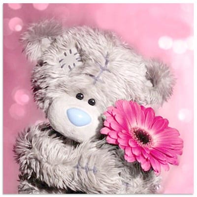 Ours tenant une fleur 5D bricolage diamant peinture animaux plein rond diamant broderie 50x50CM