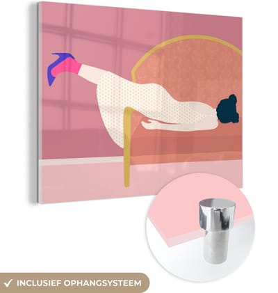 MuchoWow® Glasschilderij 120x90 cm - Schilderij acrylglas - Vintage - Vrouwen - Pastel - Foto op glas - Schilderijen