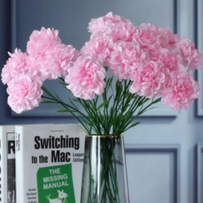 SnelShoppen - 18 Inch Kunstbloemen 10 Stuks Anjers en Hortensia's Zijde Bruiloft Boeket voor Thuis Tuin Feest Kantoor Koffiehuis Decoraties (Roze)