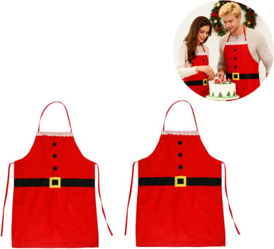 2 stuks - Schorten - Lichtgewicht - Geschikt voor thuis en feestjes - Geschikt voor volwassenen, jongens en meisjes - Feestelijke schorten - Kerstcadeau - Gezellig kerstbakken en -koken - Keukenaccessoires - Rood