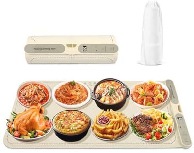 Extra grote warmhoudmat 80 x 38 cm met 7 temperaturen en 1-8 uur timer - draagbare voedselwarmer voor buffet en diners
