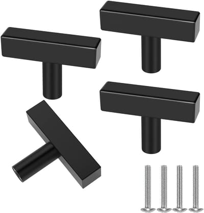 Stainless Steel Kastdeurgrepen - 4 Stuks Zwarte Vintage Ladeknoppen met Schroeven voor Thuisdecoratie en Meubelaccessoires