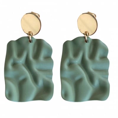 Clip oorhangers -Mosgroen- Goudkleurig- Satijn-geen gaatje- Charme Bijoux