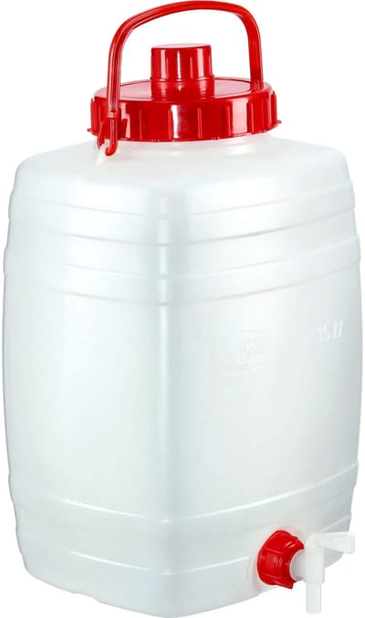 KADAX Waterjerrycan, drankvat van kunststof, drinkwaterjerrycan, waterreservoir met kraan, waterreservoir, drankjerrycan met rubberen afdichting (15 l, wit)