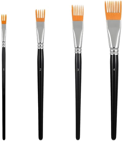Dailygoods- Kunstenaarsborstel 4-delige set - Harkpenselen - Berkenhouten handvat - Penseel voor acrylverf - Textuurkunstpenselen - Creatieve schilderaccessoires - Penseelset