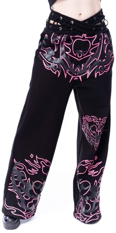 Heartless - Thornchant Dames joggingbroek - S - Zwart/Roze