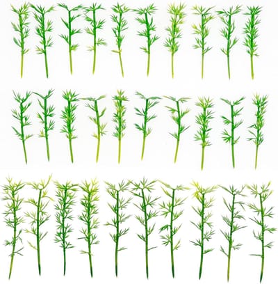 Miniatuur Bamboobomen voor Modelbouw, Groene Plastic Bamboebomen voor Diorama's, 100 Stuks, 2.36'' en 3.15'', Perfect voor Landschapsontwerp en Creatieve Projecten